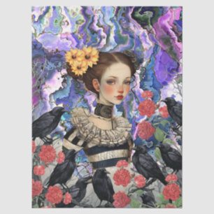 Papier Mousseline Fille gothique Florales Vintages & Découpage Corbe