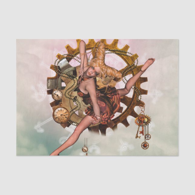 Papier Mousseline Fille merveilleuse de steampunk, conception d'or (Recto)