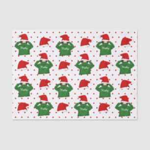 Papier Mousseline Fille mignonne avec Hoody Verte Santa Hat Noël
