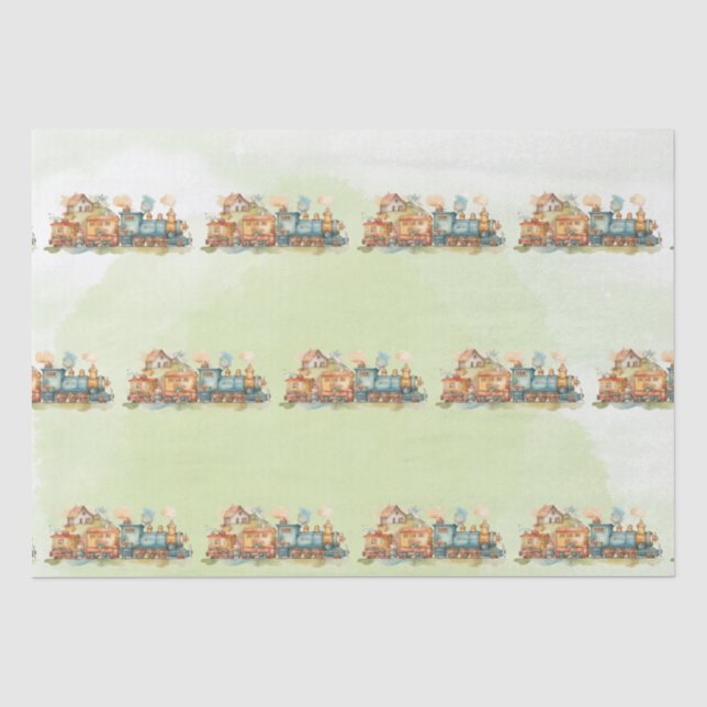 Papier Mousseline Fille moteur de train anniversaire (Recto)