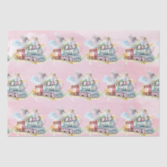 Papier Mousseline Fille moteur de train anniversaire (Recto)