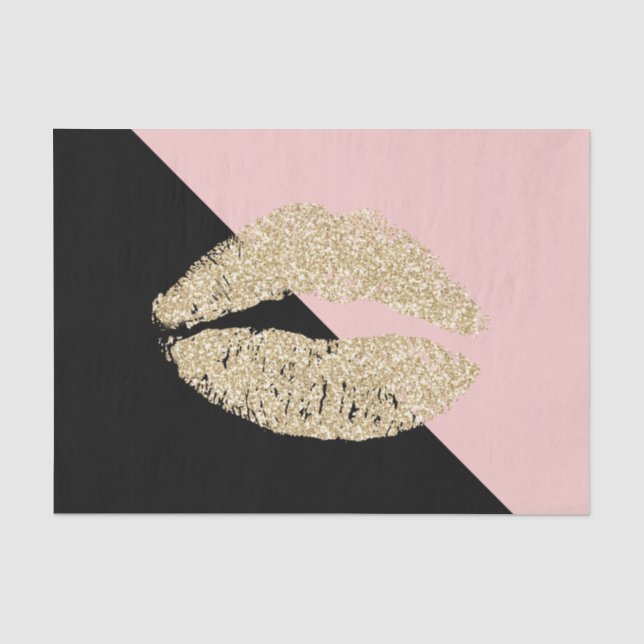 Papier Mousseline Fille Noir Blush Rose Chic Parties scintillant lèv (Recto)