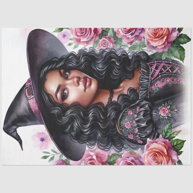 Papier Mousseline Fille noire Bubblegum sorcière rose-o-ween (Recto)