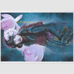 Papier Mousseline Fille orientale Portrait de Lotus & Geisha Art