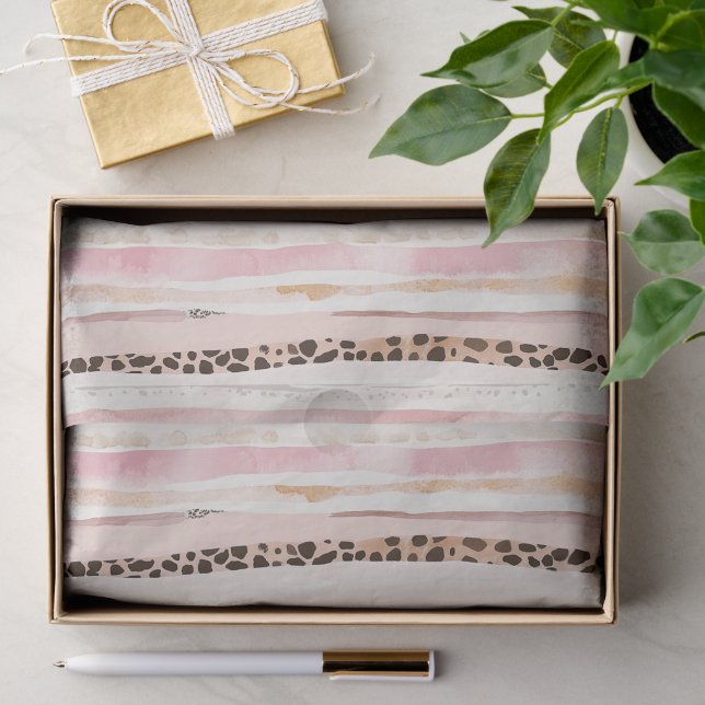 Papier Mousseline Fille rose Empreinte de léopard Brown Anniversaire (Cadeau)
