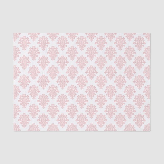 Papier Mousseline Fille rose et gris Damas (Recto)
