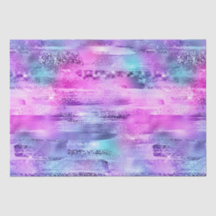 Papier Mousseline Fille Rose Violet Aqua Glitzy Sirène Stripes