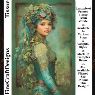 Papier Mousseline Fille Steampunk au serre-tête de lierre DK4R décou