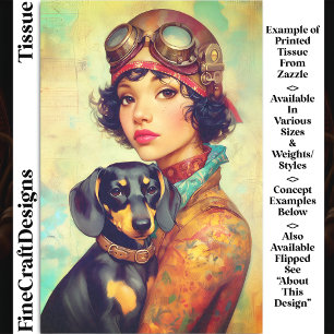 Papier Mousseline Fille Steampunk & Dachshund Chien DH6LF Découpage