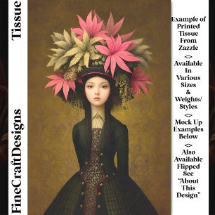Papier Mousseline Fille Victorienne, Grand Chapeau Floral DK5L Décou