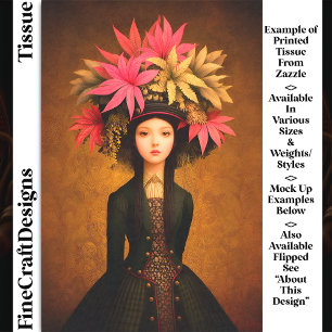 Papier Mousseline Fille Victorienne, Grand Chapeau Floral DK5RF Déco