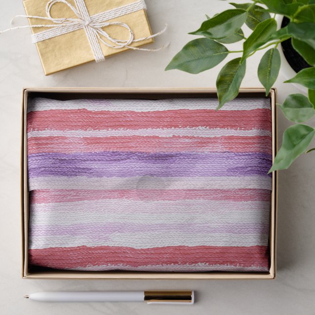 Papier Mousseline Fille violet rose rose rouge rayures Noël (Cadeau)