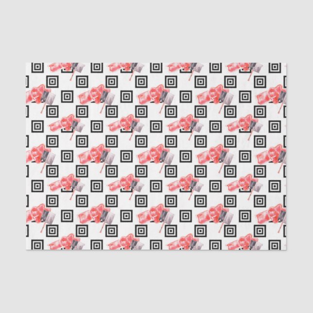Papier Mousseline Filles à ongles vernis (Design 22 Red Series) (Recto)