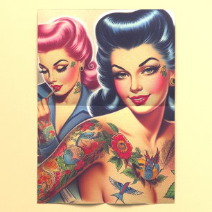 Papier Mousseline Filles de tatouage vintage Old School
