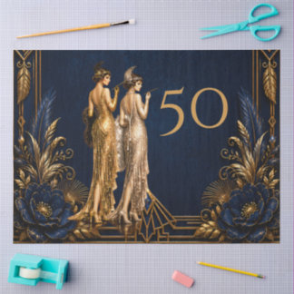 Papier Mousseline Filles flapper Art Déco découpage 50e Gatsby