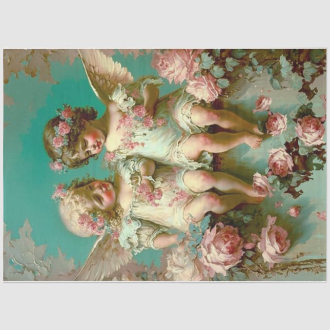 Papier Mousseline Filles gigantesques cherubs Tissu Papier (Recto)