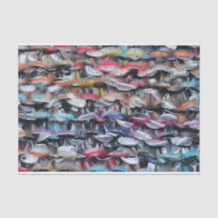 Papier Mousseline Fils de laine confits colorés