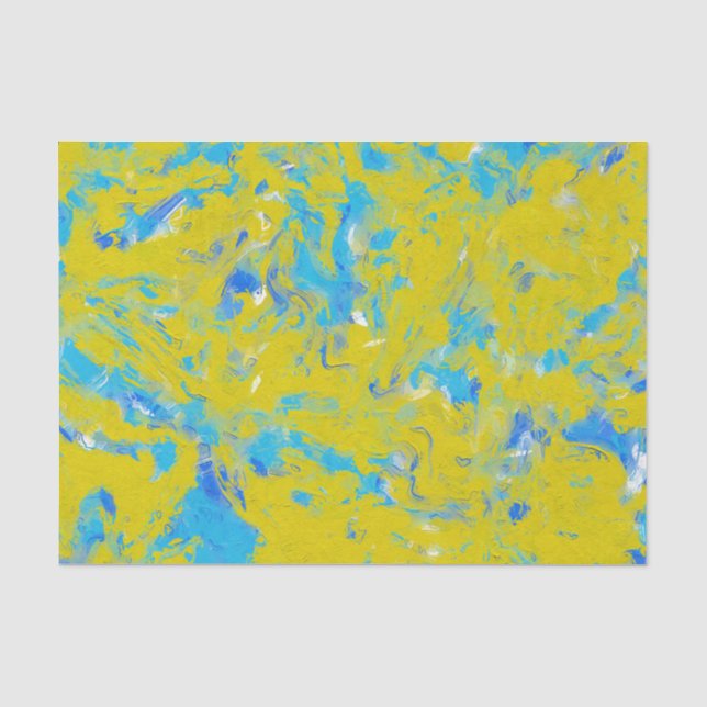 Papier Mousseline Fils jaunes, bleus et blancs (Recto)