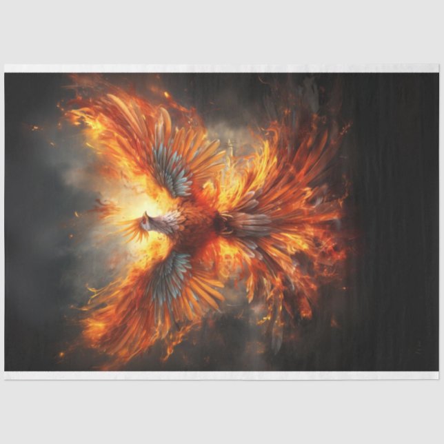 Papier Mousseline Firebird Phoenix sur le découpage de feu (Recto)