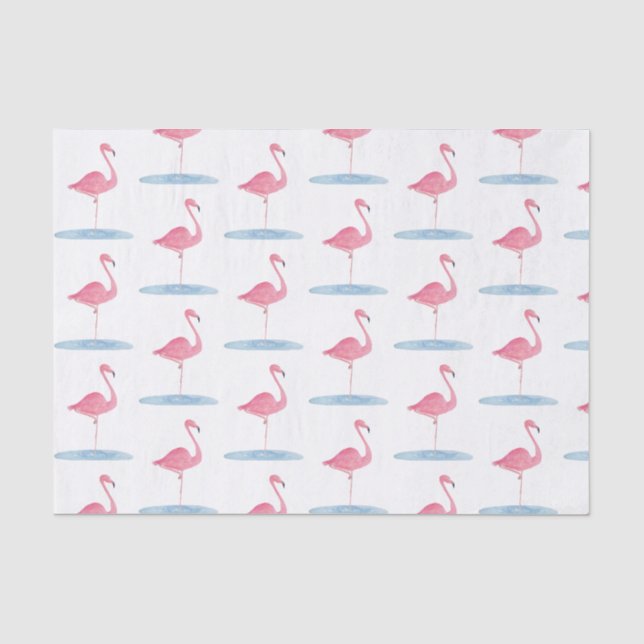 Papier Mousseline Flamant Rose Aquarelle (Recto)