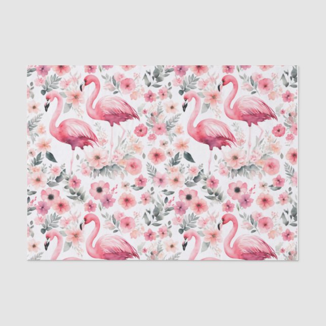Papier Mousseline Flamant rose Aquarelle Fille rose chaud (Recto)