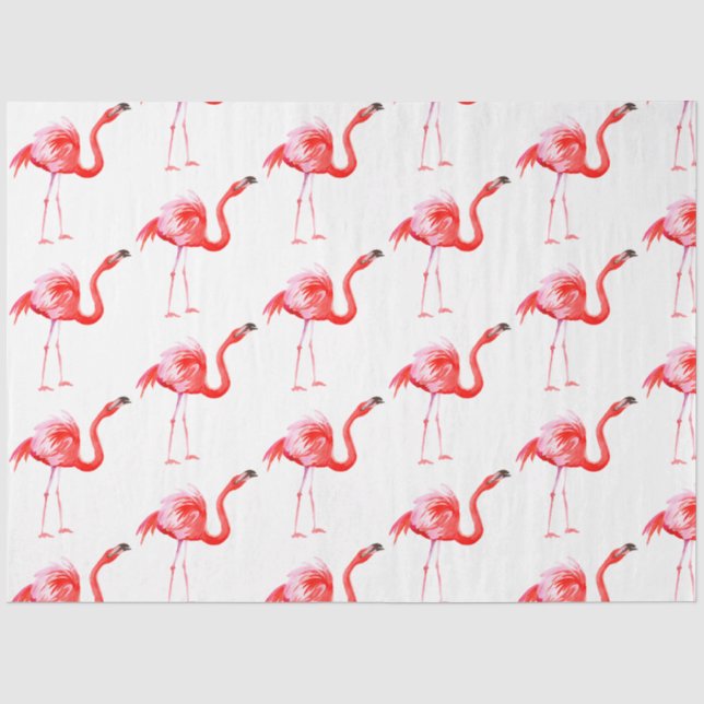 Papier Mousseline Flamant rose aquarelle série 15 (Recto)