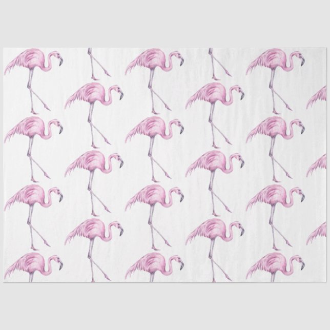 Papier Mousseline Flamant rose aquarelle série 17 (Recto)