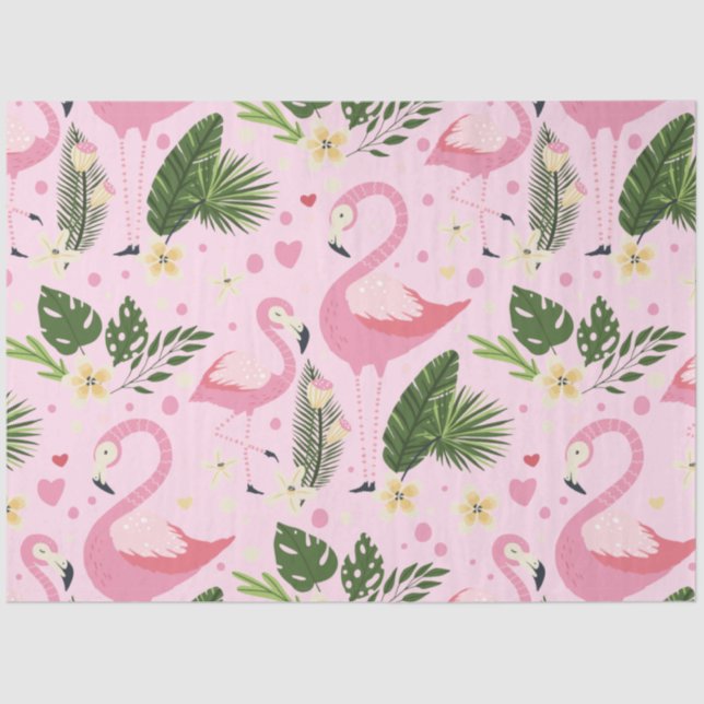 Papier Mousseline Flamant rose Collection d'été Un design 8 (Recto)