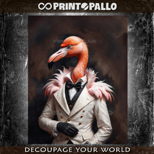 Papier Mousseline Flamant rose dandy victorien noble en cravate et n