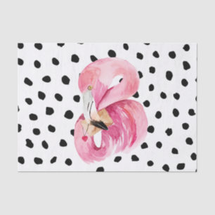 Papier Mousseline Flamant rose et points d'aquarelle rose exotique m