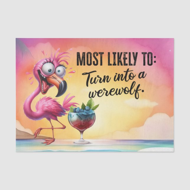 Papier Mousseline Flamant rose Funny Dire pour l'anniversaire (Recto)