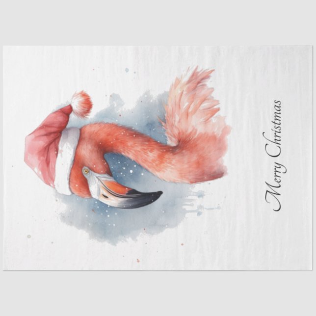 Papier Mousseline Flamant rose père Noël Snowbird, personnalisé (Recto)