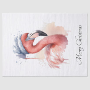 Papier Mousseline Flamant rose père Noël Snowbird, personnalisé