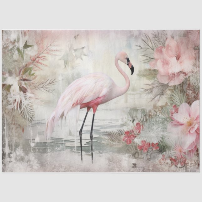Papier Mousseline Flamant rose rose (Recto)