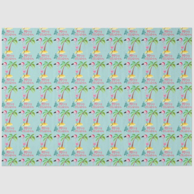 Papier Mousseline Flamant rose Rose Dans Un Chapeau De Père Noël Par (Recto)