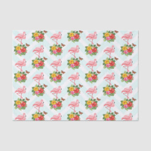 Papier Mousseline Flamant rose rose & Hibiscus Tropical Fancy Motif