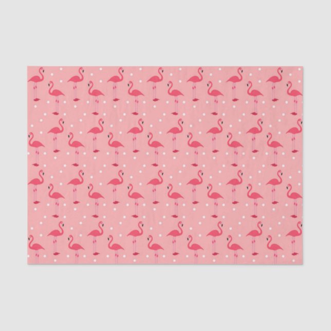 Papier Mousseline Flamant rose rose mignon et Motif de points (Recto)