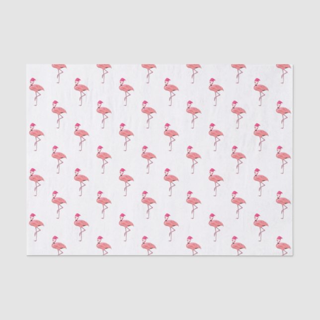 Papier Mousseline Flamant rose rose Motif du Père Noël (Recto)