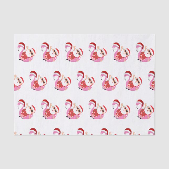 Papier Mousseline Flamant rose rose Père Noël vacances de Noël (Recto)