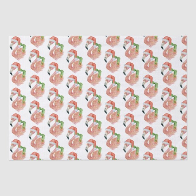 Papier Mousseline Flamant rose rose tropical Noël Santa Hat (Recto)