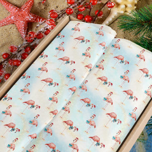 Papier Mousseline Flamant rose tropical plage de Noël
