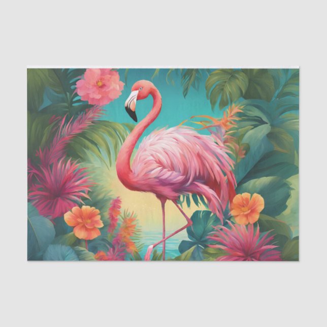 Papier Mousseline Flamant rose Tropiques Découpage Papier papier (Recto)