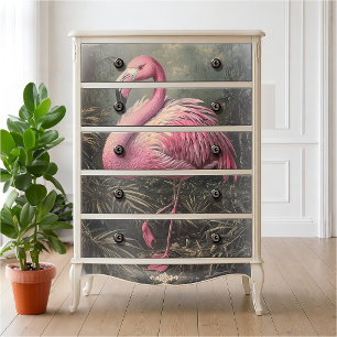Papier Mousseline Flamant Rose Victorien Illustration Vintage