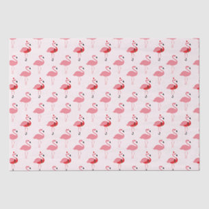 Papier Mousseline Flamants roses Père Noël rose Flamingo motif Noël