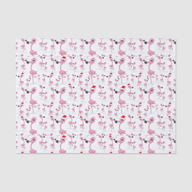 Papier Mousseline Flamants roses roses mignons Motif de chapeaux de  (Recto)