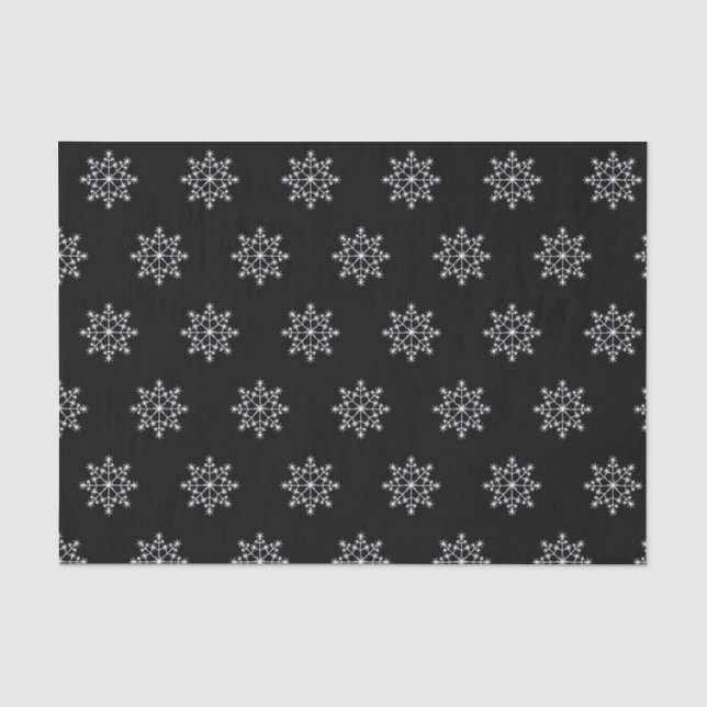 Papier Mousseline Flambeau de neige Motif Noël Noir Blanc (Recto)