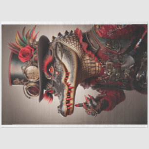 Papier Mousseline Flamboyant Steampunk Style Alligator Decoupage