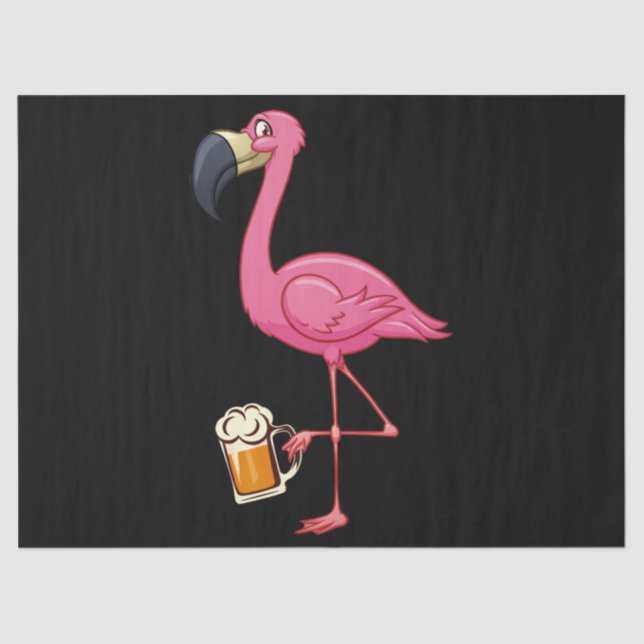 Papier Mousseline Flamingo Drinking Beer - Funny Pink Flamingo (Recto)