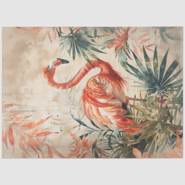 Papier Mousseline Flamingo tropical (Recto)