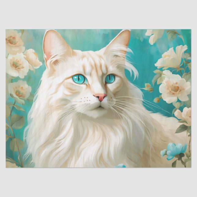 Papier Mousseline flamme Lynx Point Siamese Portrait Art (Recto)
